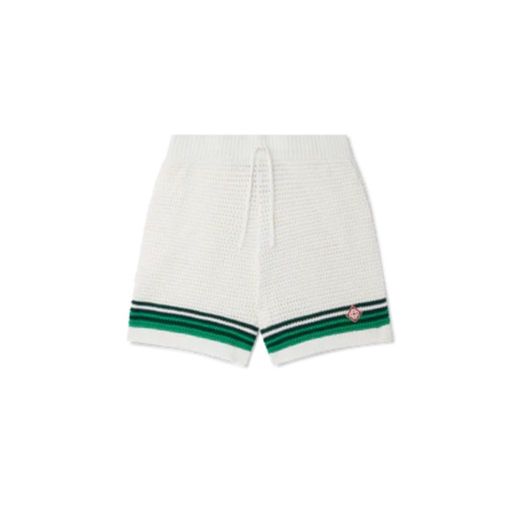 Casablanca Signature Green and White Crochet tennis shorts Men M